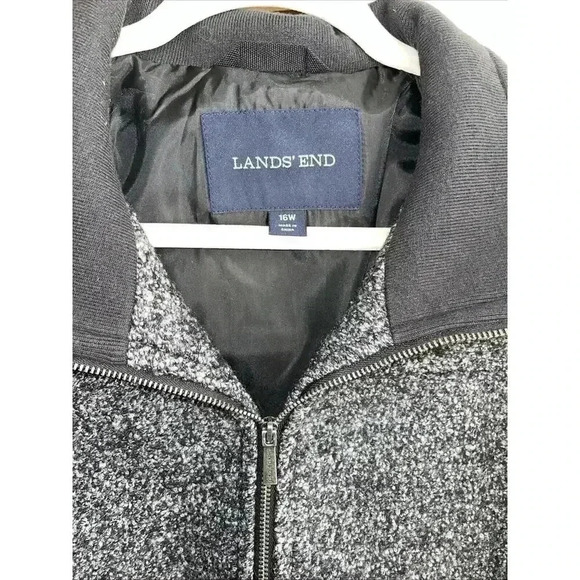 Lands' End Womens Jacket Size 16W Coat Full Zip Collared Pockets Gray Wool Blend - Picture 4 of 7